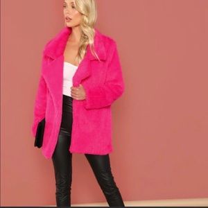 Pink Faux fur coat XS-M 💓